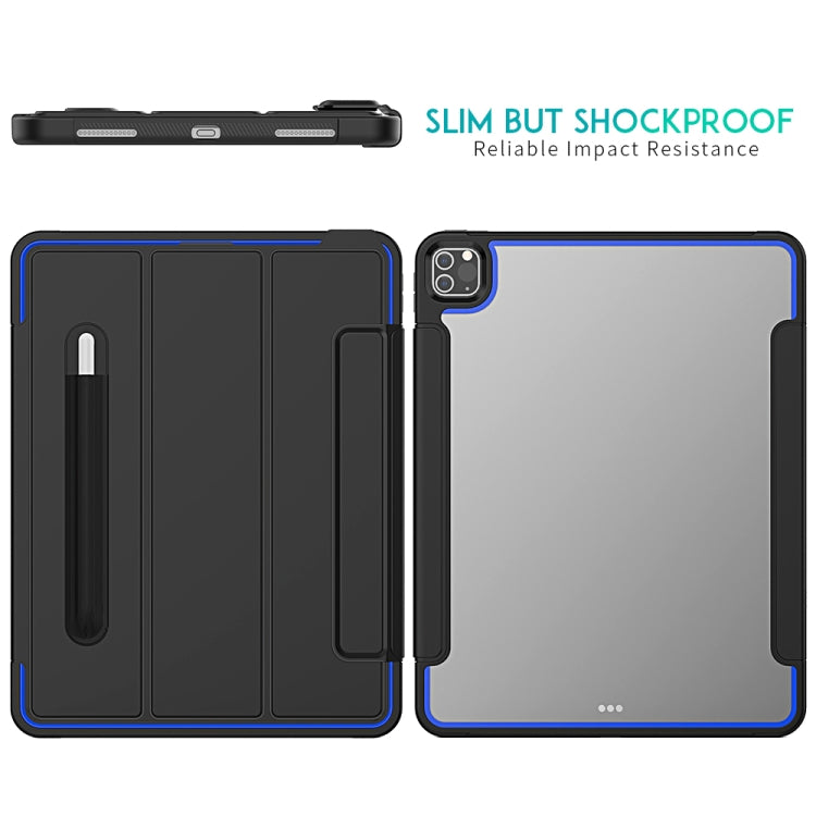 For iPad Pro 12.9 (2020) / (2018) Acrylic + TPU Horizontal Flip Smart Leather Tablet Case with Three-folding Holder & Pen Slot & Wake-up / Sleep Function
