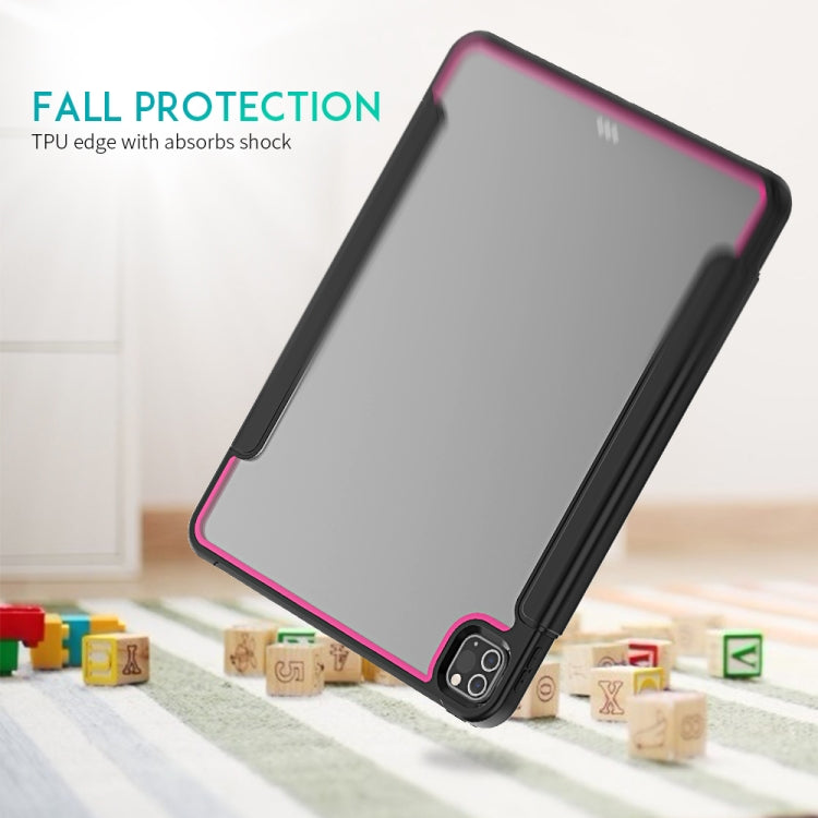 For iPad Pro 12.9 (2020) / (2018) Acrylic + TPU Horizontal Flip Smart Leather Tablet Case with Three-folding Holder & Pen Slot & Wake-up / Sleep Function