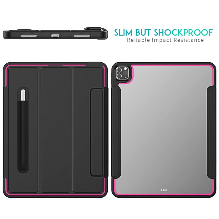 For iPad Pro 12.9 (2020) / (2018) Acrylic + TPU Horizontal Flip Smart Leather Tablet Case with Three-folding Holder & Pen Slot & Wake-up / Sleep Function