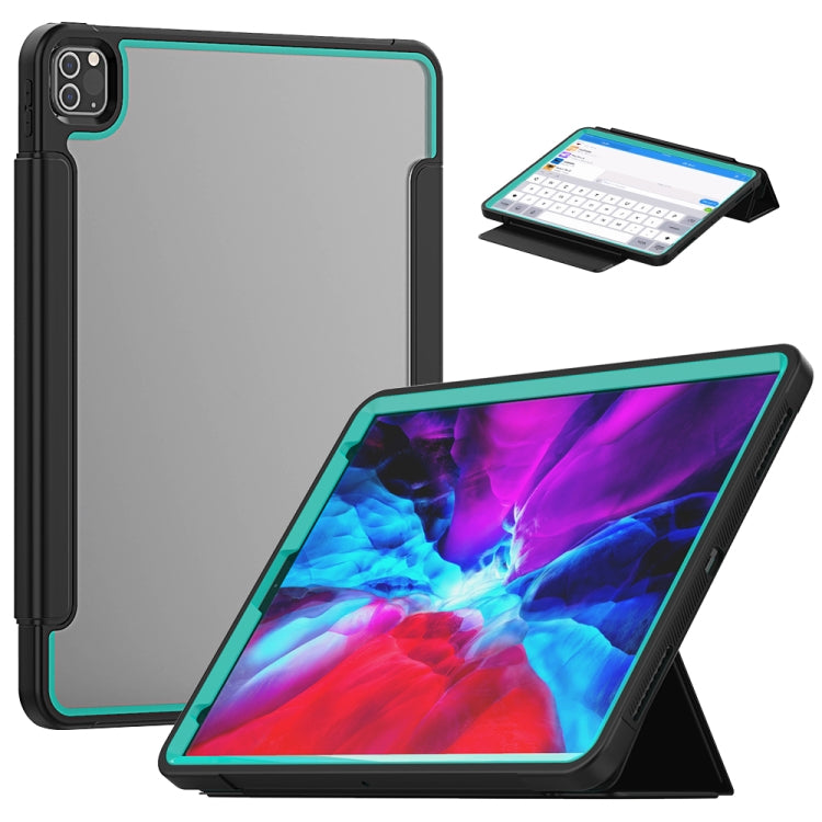 For iPad Pro 12.9 (2020) / (2018) Acrylic + TPU Horizontal Flip Smart Leather Tablet Case with Three-folding Holder & Pen Slot & Wake-up / Sleep Function