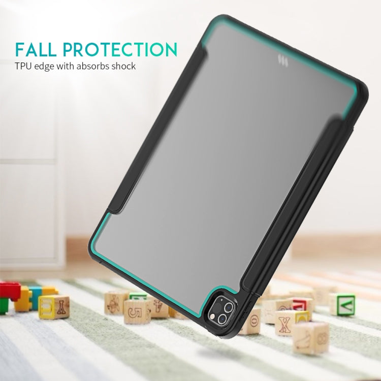 For iPad Pro 12.9 (2020) / (2018) Acrylic + TPU Horizontal Flip Smart Leather Tablet Case with Three-folding Holder & Pen Slot & Wake-up / Sleep Function