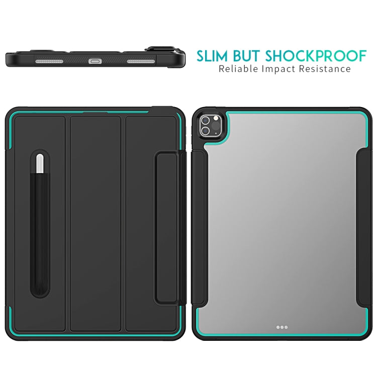 For iPad Pro 12.9 (2020) / (2018) Acrylic + TPU Horizontal Flip Smart Leather Tablet Case with Three-folding Holder & Pen Slot & Wake-up / Sleep Function