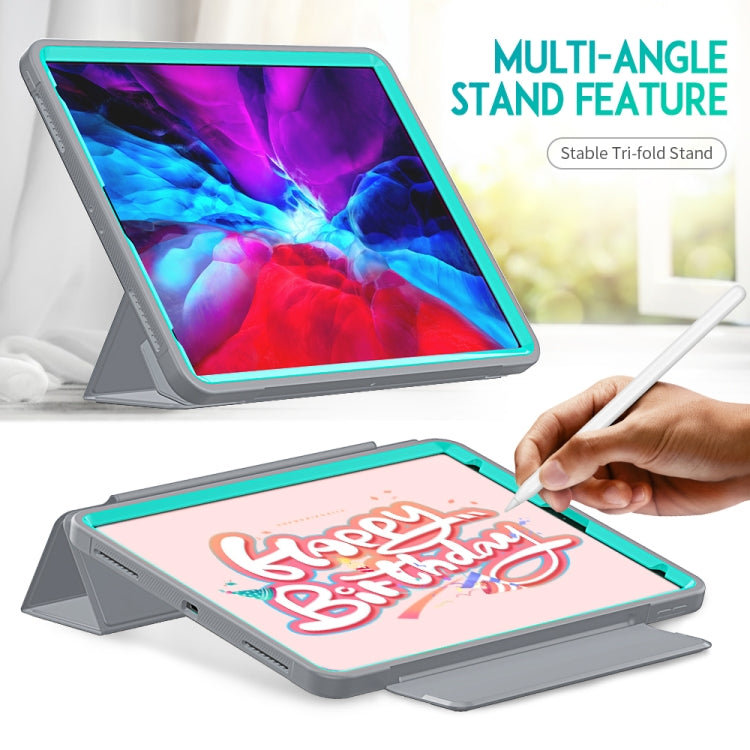 For iPad Pro 12.9 (2020) / (2018) Acrylic + TPU Horizontal Flip Smart Leather Tablet Case with Three-folding Holder & Pen Slot & Wake-up / Sleep Function