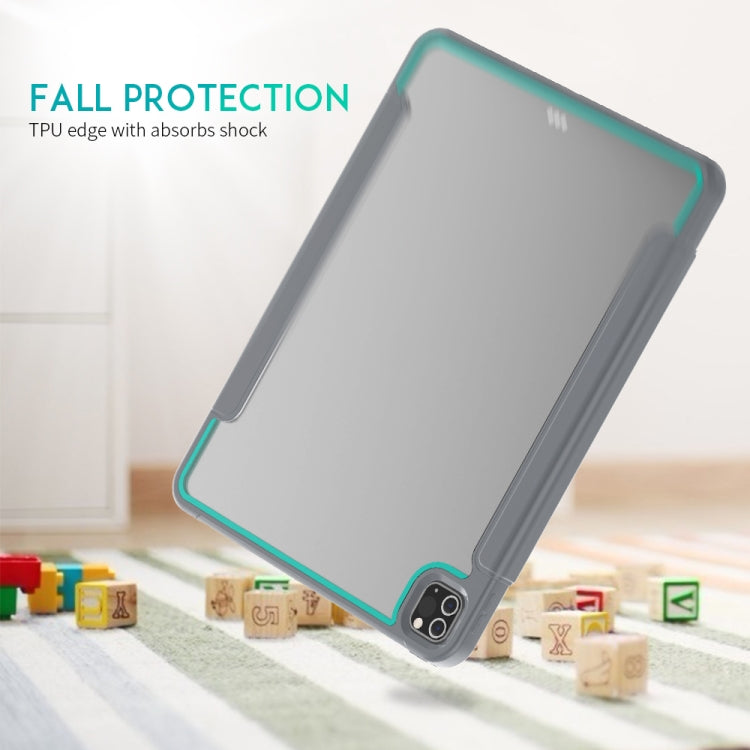 For iPad Pro 12.9 (2020) / (2018) Acrylic + TPU Horizontal Flip Smart Leather Tablet Case with Three-folding Holder & Pen Slot & Wake-up / Sleep Function
