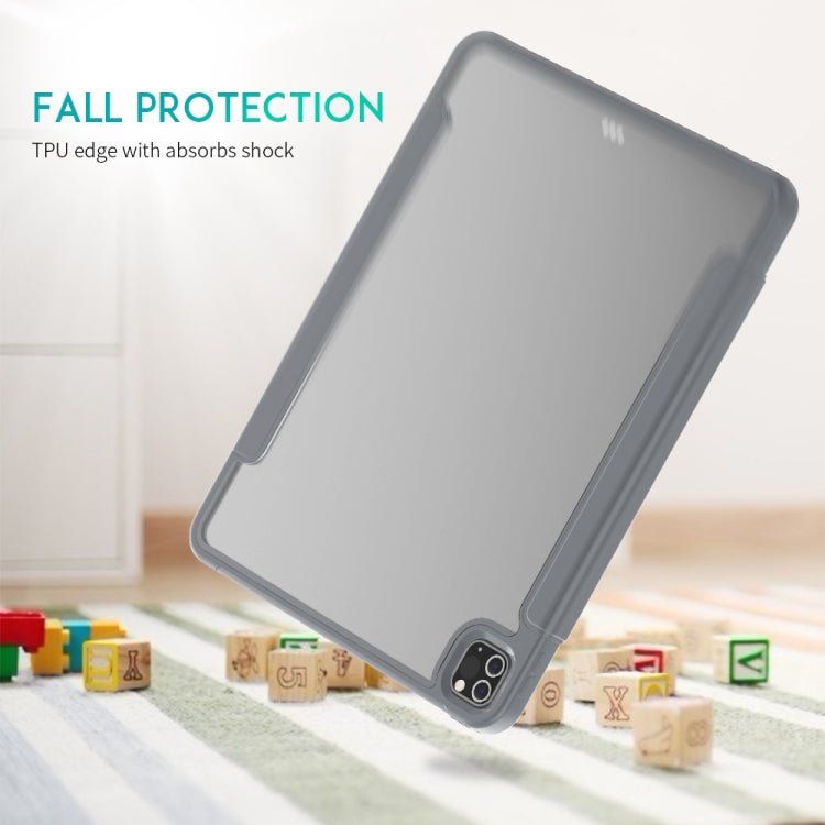 For iPad Pro 12.9 (2020) / (2018) Acrylic + TPU Horizontal Flip Smart Leather Tablet Case with Three-folding Holder & Pen Slot & Wake-up / Sleep Function