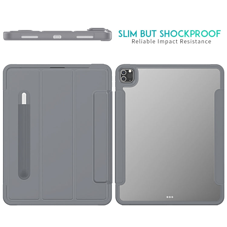 For iPad Pro 12.9 (2020) / (2018) Acrylic + TPU Horizontal Flip Smart Leather Tablet Case with Three-folding Holder & Pen Slot & Wake-up / Sleep Function