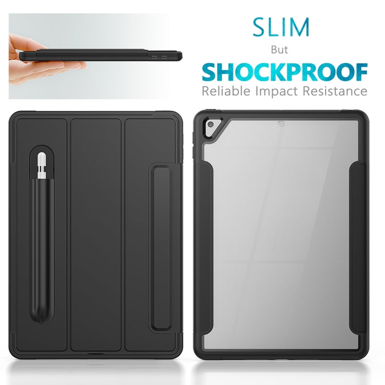 For iPad 10.2 / Air (2019) Acrylic + TPU Horizontal Flip Smart Leather Case with Three-folding Holder & Pen Slot & Wake-up / Sleep Function