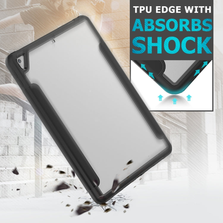 For iPad 10.2 / Air (2019) Acrylic + TPU Horizontal Flip Smart Leather Case with Three-folding Holder & Pen Slot & Wake-up / Sleep Function