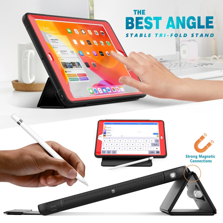 For iPad 10.2 / Air (2019) Acrylic + TPU Horizontal Flip Smart Leather Case with Three-folding Holder & Pen Slot & Wake-up / Sleep Function