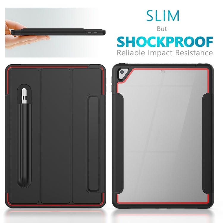 For iPad 10.2 / Air (2019) Acrylic + TPU Horizontal Flip Smart Leather Case with Three-folding Holder & Pen Slot & Wake-up / Sleep Function