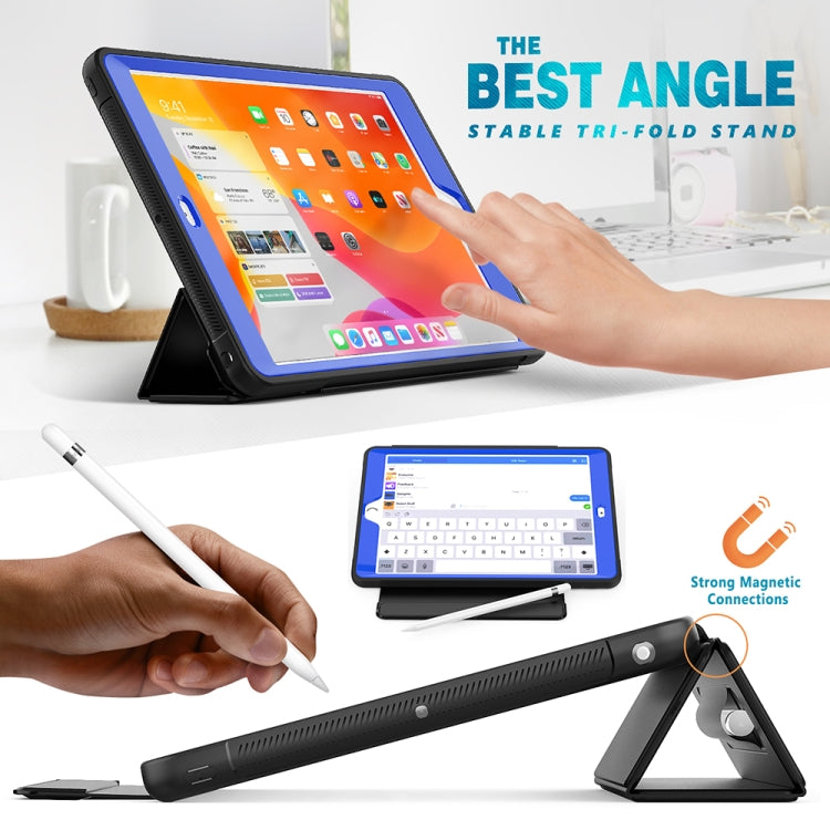 For iPad 10.2 / Air (2019) Acrylic + TPU Horizontal Flip Smart Leather Case with Three-folding Holder & Pen Slot & Wake-up / Sleep Function