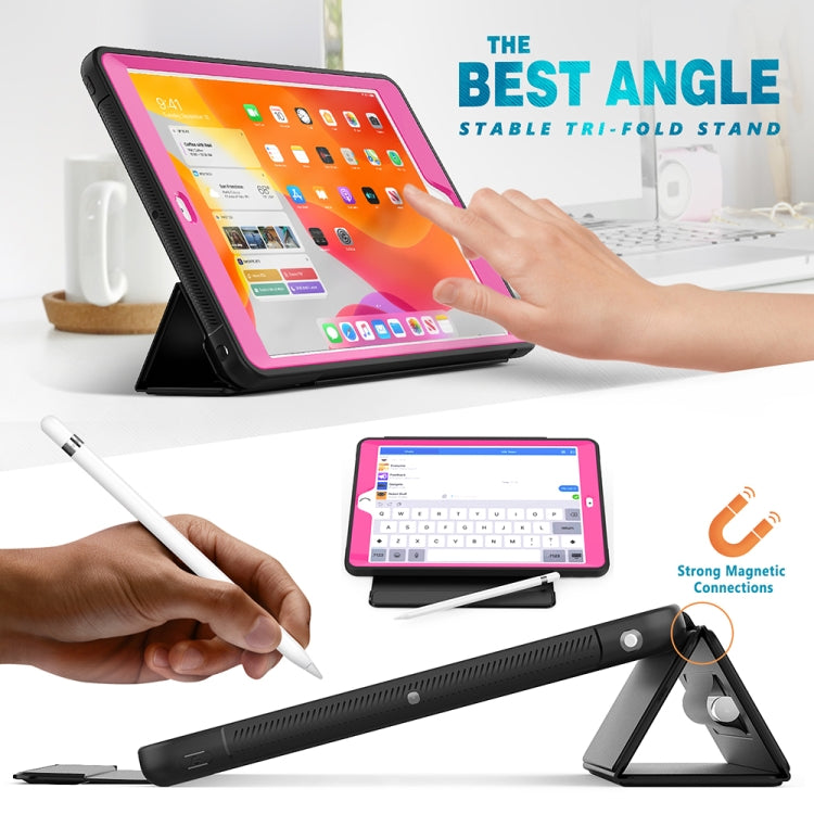 For iPad 10.2 / Air (2019) Acrylic + TPU Horizontal Flip Smart Leather Case with Three-folding Holder & Pen Slot & Wake-up / Sleep Function