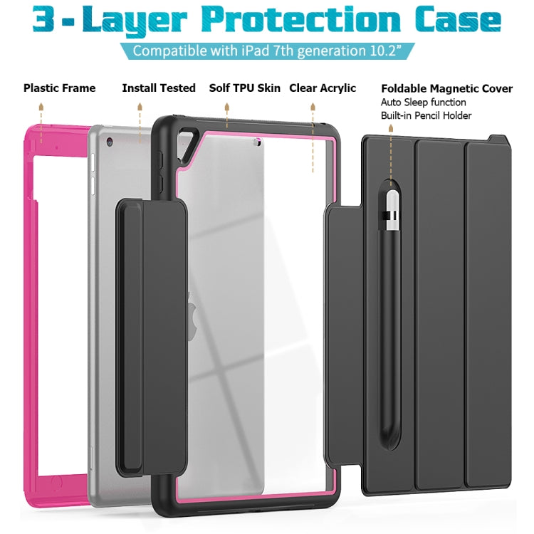 For iPad 10.2 / Air (2019) Acrylic + TPU Horizontal Flip Smart Leather Case with Three-folding Holder & Pen Slot & Wake-up / Sleep Function