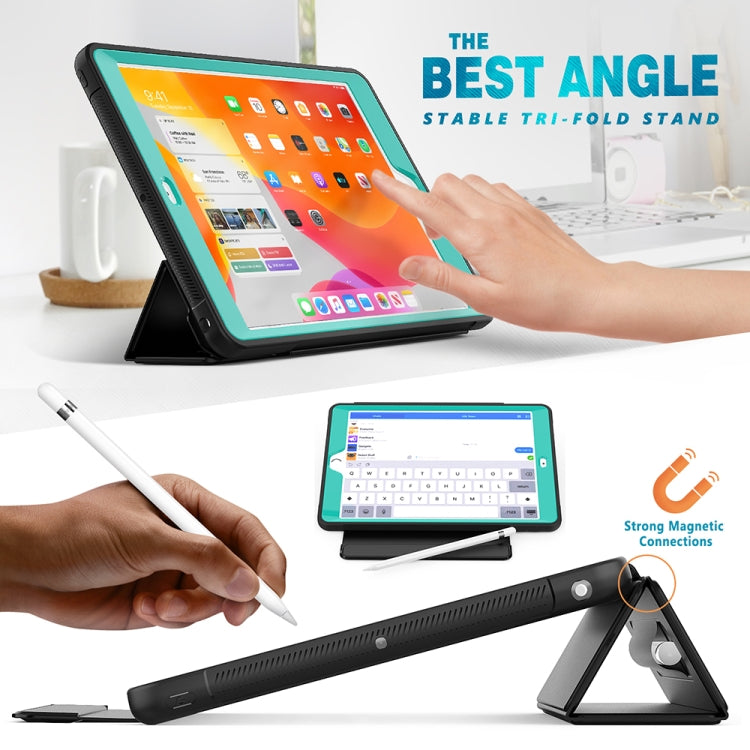 For iPad 10.2 / Air (2019) Acrylic + TPU Horizontal Flip Smart Leather Case with Three-folding Holder & Pen Slot & Wake-up / Sleep Function