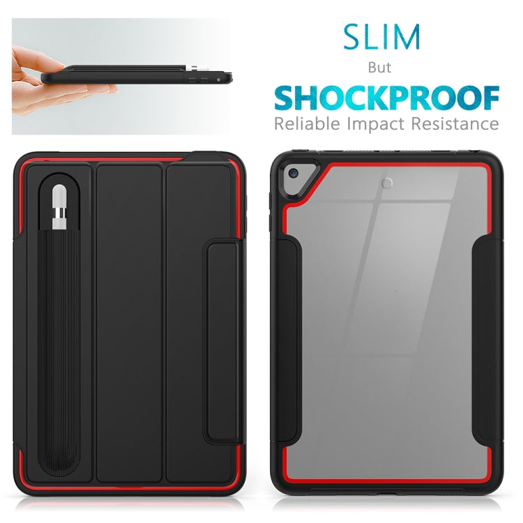 For iPad Mini 5 / 4 Acrylic + TPU Horizontal Flip Smart Leather Case with Three-folding Holder & Pen Slot & Wake-up / Sleep Function