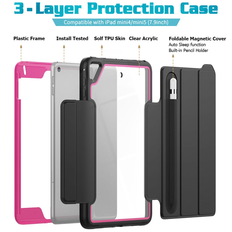 For iPad Mini 5 / 4 Acrylic + TPU Horizontal Flip Smart Leather Case with Three-folding Holder & Pen Slot & Wake-up / Sleep Function
