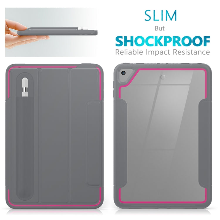 For iPad Mini 5 / 4 Acrylic + TPU Horizontal Flip Smart Leather Case with Three-folding Holder & Pen Slot & Wake-up / Sleep Function