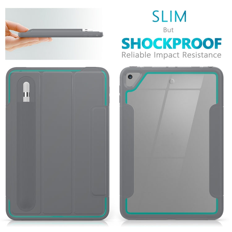 For iPad Mini 5 / 4 Acrylic + TPU Horizontal Flip Smart Leather Case with Three-folding Holder & Pen Slot & Wake-up / Sleep Function
