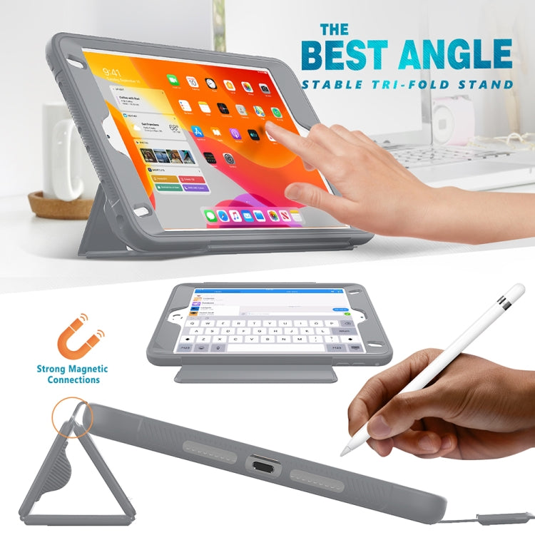 For iPad Mini 5 / 4 Acrylic + TPU Horizontal Flip Smart Leather Case with Three-folding Holder & Pen Slot & Wake-up / Sleep Function