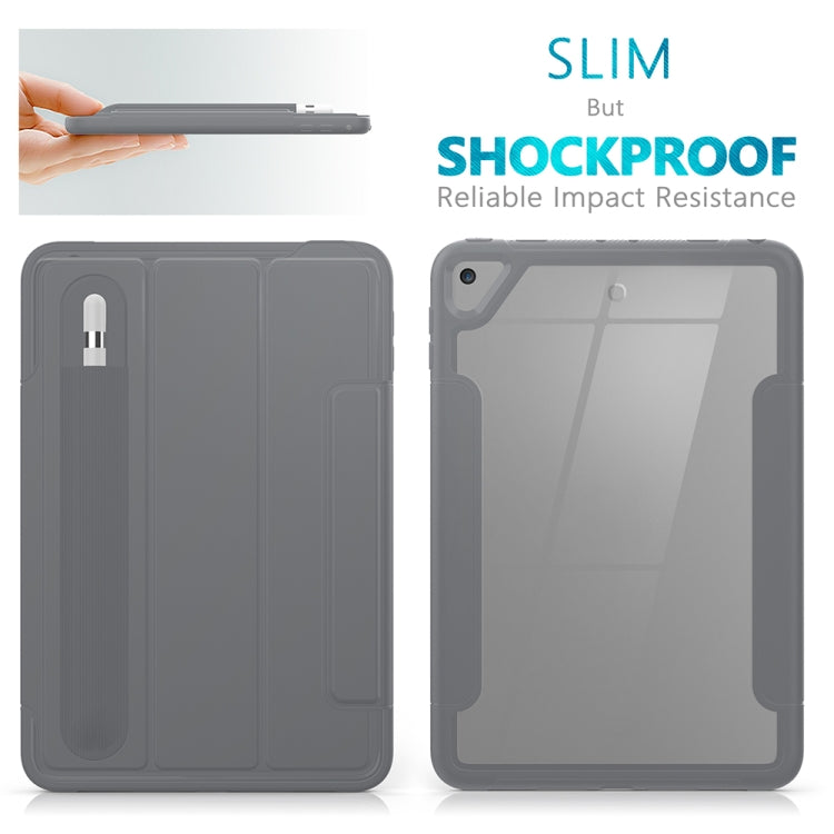 For iPad Mini 5 / 4 Acrylic + TPU Horizontal Flip Smart Leather Case with Three-folding Holder & Pen Slot & Wake-up / Sleep Function