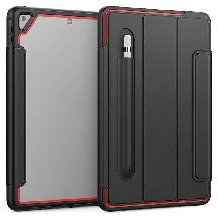 For iPad Air 2 / Air / 9.7 (2018 & 2017) Acrylic + TPU Horizontal Flip Smart Leather Case with Three-folding Holder & Pen Slot & Wake-up / Sleep Function