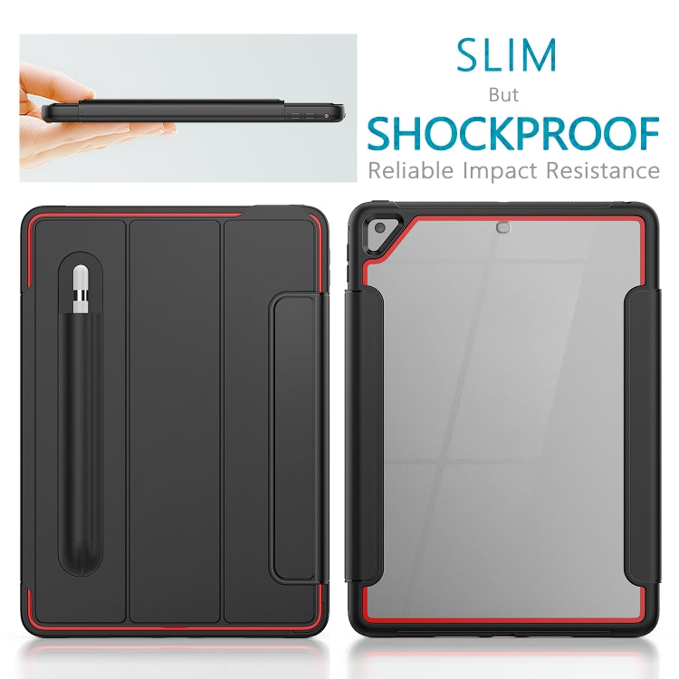 For iPad Air 2 / Air / 9.7 (2018 & 2017) Acrylic + TPU Horizontal Flip Smart Leather Case with Three-folding Holder & Pen Slot & Wake-up / Sleep Function