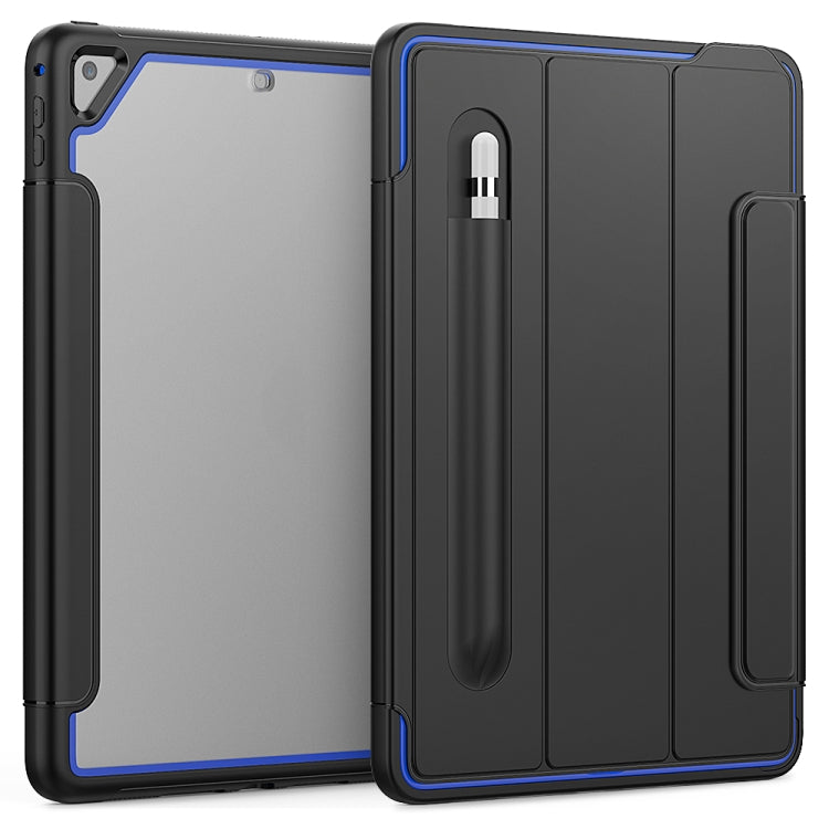 For iPad Air 2 / Air / 9.7 (2018 & 2017) Acrylic + TPU Horizontal Flip Smart Leather Case with Three-folding Holder & Pen Slot & Wake-up / Sleep Function