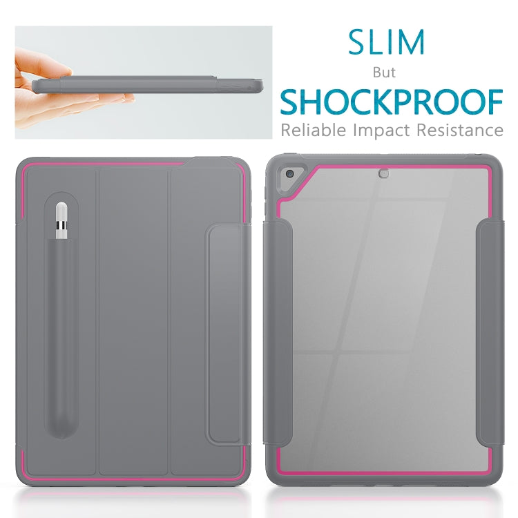 For iPad Air 2 / Air / 9.7 (2018 & 2017) Acrylic + TPU Horizontal Flip Smart Leather Case with Three-folding Holder & Pen Slot & Wake-up / Sleep Function