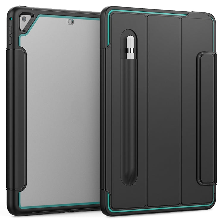 For iPad Air 2 / Air / 9.7 (2018 & 2017) Acrylic + TPU Horizontal Flip Smart Leather Case with Three-folding Holder & Pen Slot & Wake-up / Sleep Function
