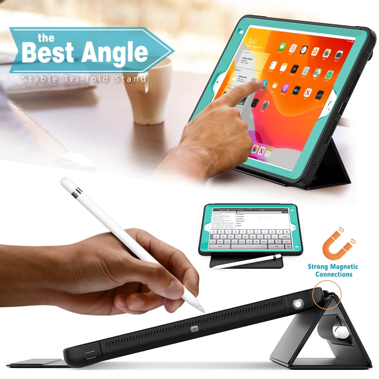 For iPad Air 2 / Air / 9.7 (2018 & 2017) Acrylic + TPU Horizontal Flip Smart Leather Case with Three-folding Holder & Pen Slot & Wake-up / Sleep Function