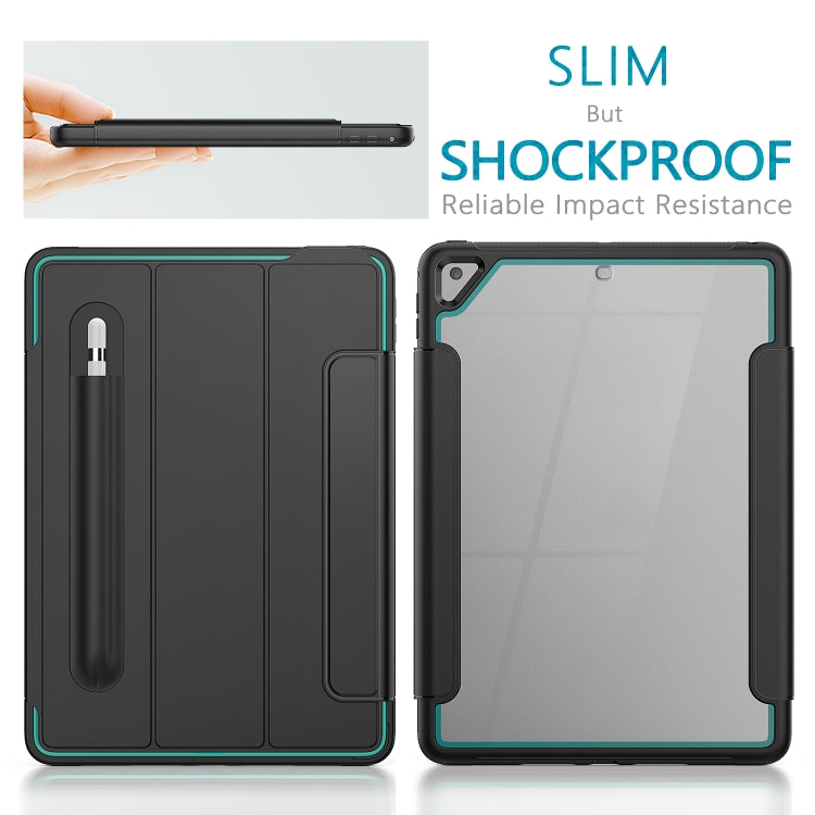 For iPad Air 2 / Air / 9.7 (2018 & 2017) Acrylic + TPU Horizontal Flip Smart Leather Case with Three-folding Holder & Pen Slot & Wake-up / Sleep Function
