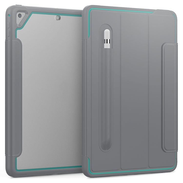 For iPad Air 2 / Air / 9.7 (2018 & 2017) Acrylic + TPU Horizontal Flip Smart Leather Case with Three-folding Holder & Pen Slot & Wake-up / Sleep Function