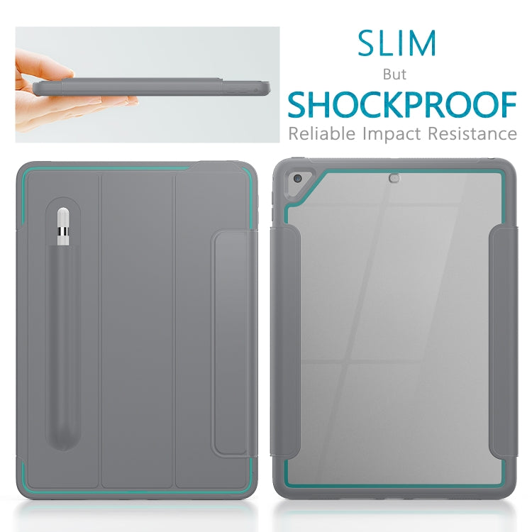 For iPad Air 2 / Air / 9.7 (2018 & 2017) Acrylic + TPU Horizontal Flip Smart Leather Case with Three-folding Holder & Pen Slot & Wake-up / Sleep Function