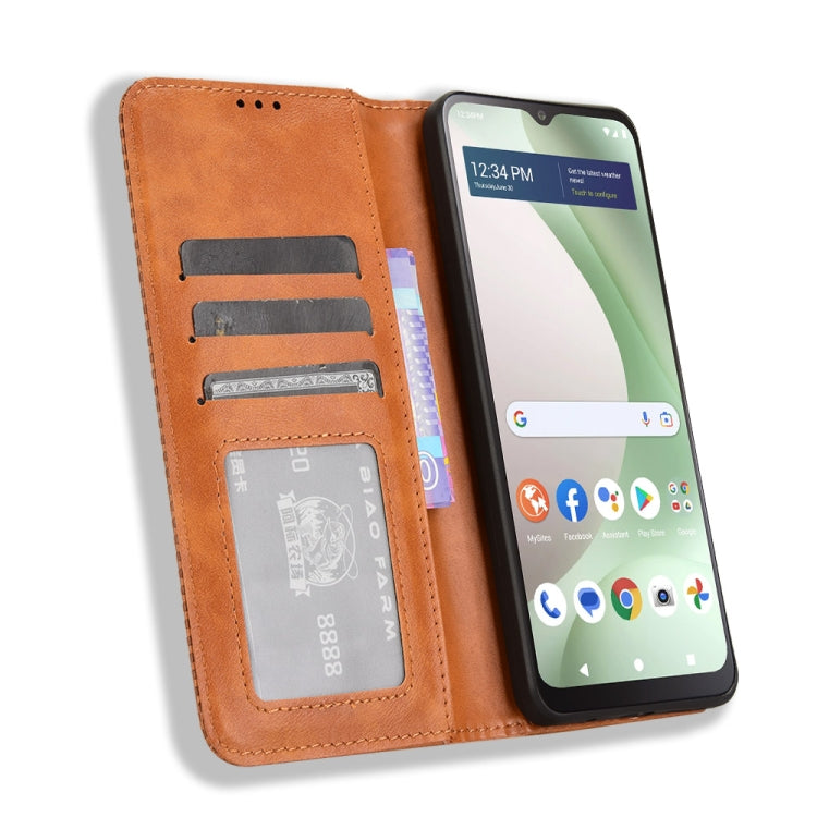 For BLU View 5 Magnetic Buckle Retro Texture Leather Phone Case