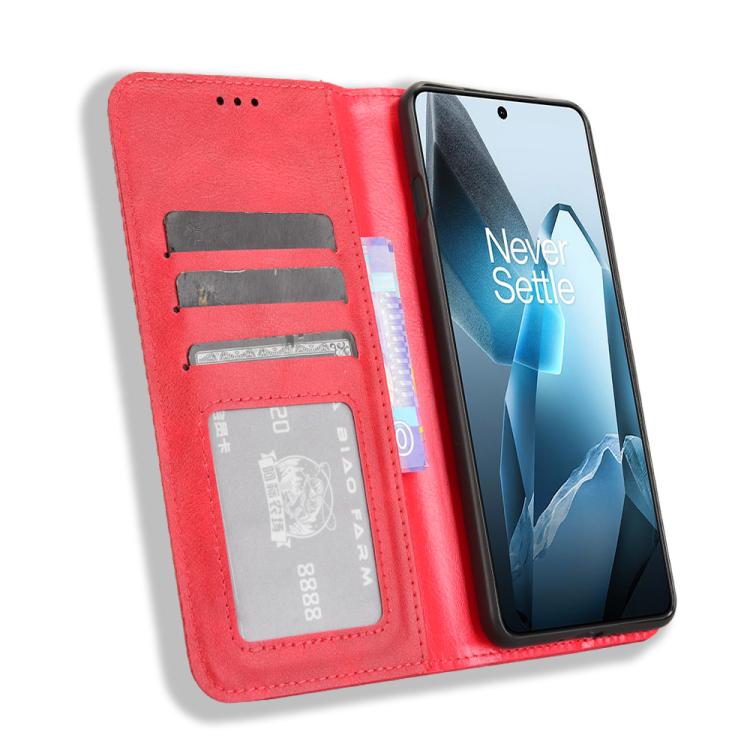 For OnePlus 13 5G Magnetic Buckle Retro Texture Leather Phone Case