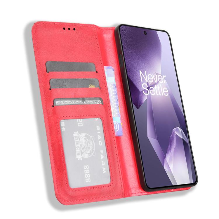 For OnePlus Ace 5 5G / 5 Pro 5G / 13R 5G Magnetic Buckle Retro Texture Leather Phone Case