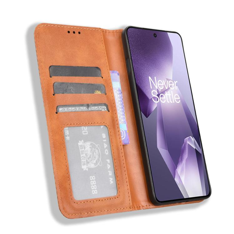 For OnePlus Ace 5 5G / 5 Pro 5G / 13R 5G Magnetic Buckle Retro Texture Leather Phone Case