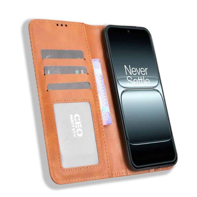 For OnePlus 13T Magnetic Buckle Retro Texture Leather Phone Case