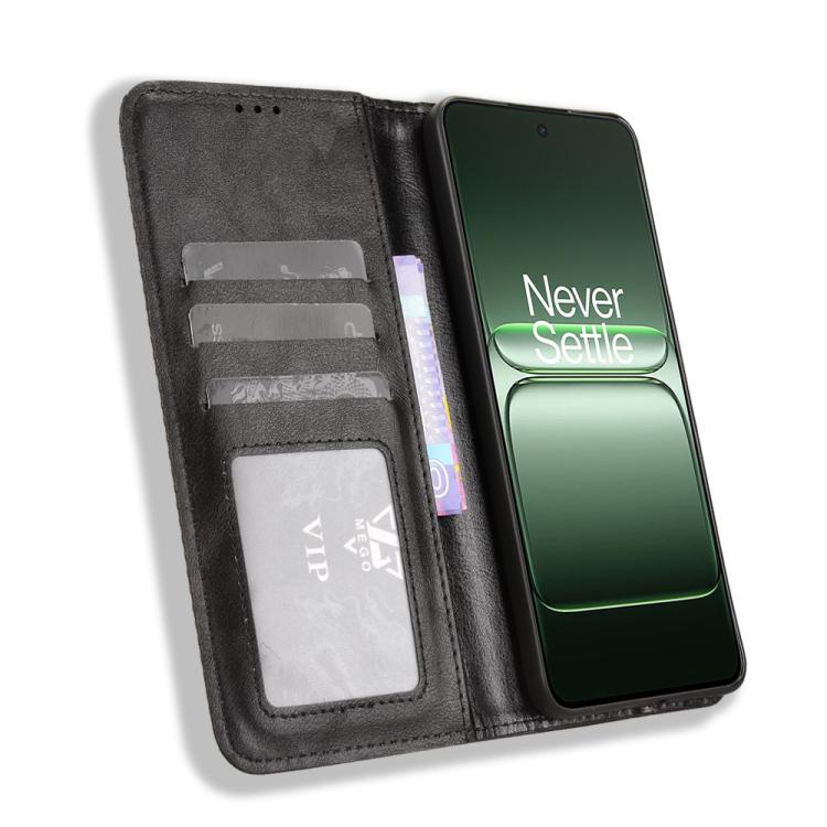 For OnePlus Nord CE5 / Ace 5 Racing 5G Magnetic Buckle Retro Texture Leather Phone Case