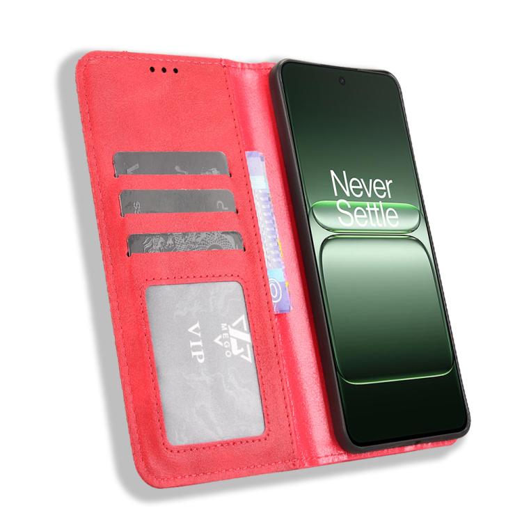 For OnePlus Nord CE5 / Ace 5 Racing 5G Magnetic Buckle Retro Texture Leather Phone Case