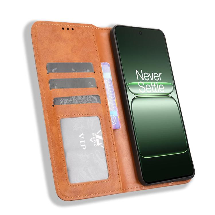 For OnePlus Nord CE5 / Ace 5 Racing 5G Magnetic Buckle Retro Texture Leather Phone Case