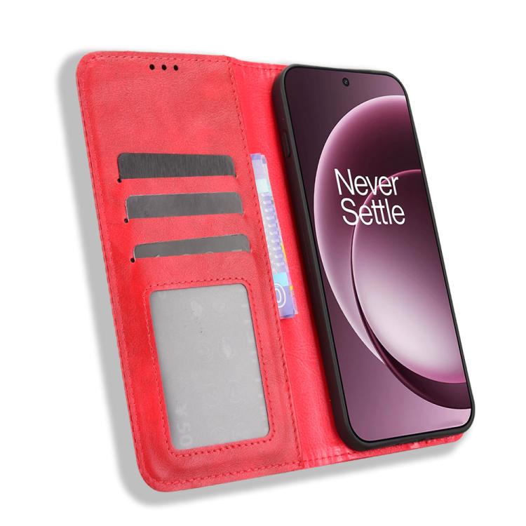 For OnePlus 15 Magnetic Buckle Retro Texture Leather Phone Case