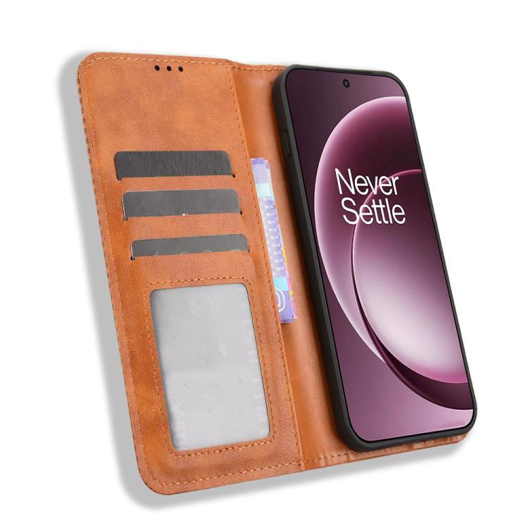 For OnePlus 15 Magnetic Buckle Retro Texture Leather Phone Case