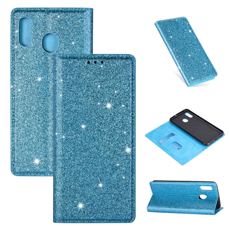 For Samsung Galaxy A20 / A30 Ultrathin Glitter Magnetic Horizontal Flip Leather Case with Holder & Card Slots