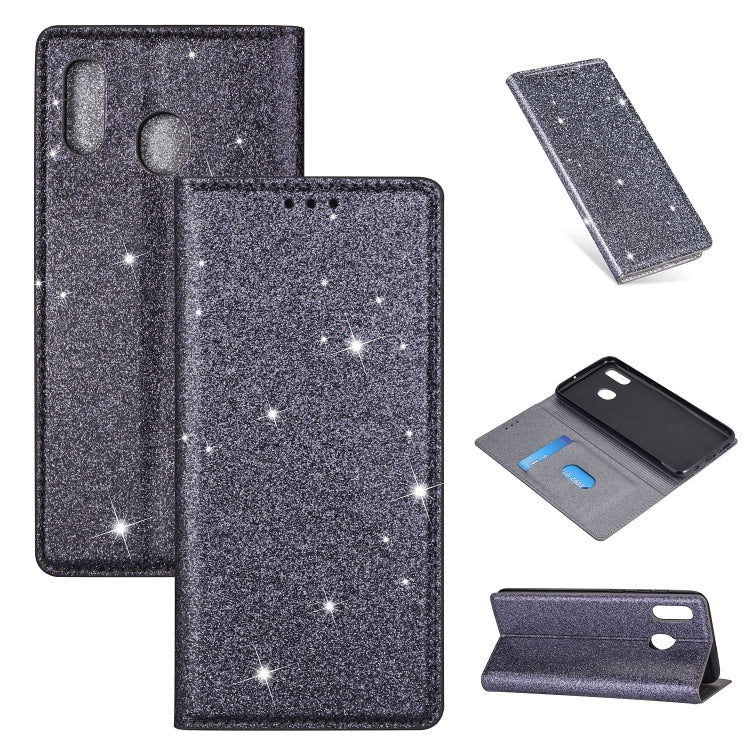 For Samsung Galaxy A40 Ultrathin Glitter Magnetic Horizontal Flip Leather Case with Holder & Card Slots