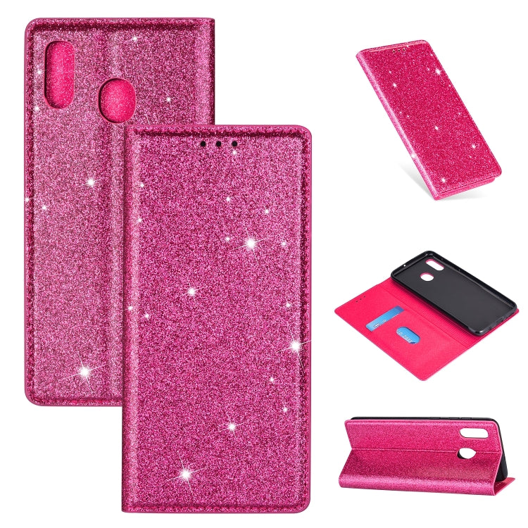 For Samsung Galaxy A60 Ultrathin Glitter Magnetic Horizontal Flip Leather Case with Holder & Card Slots