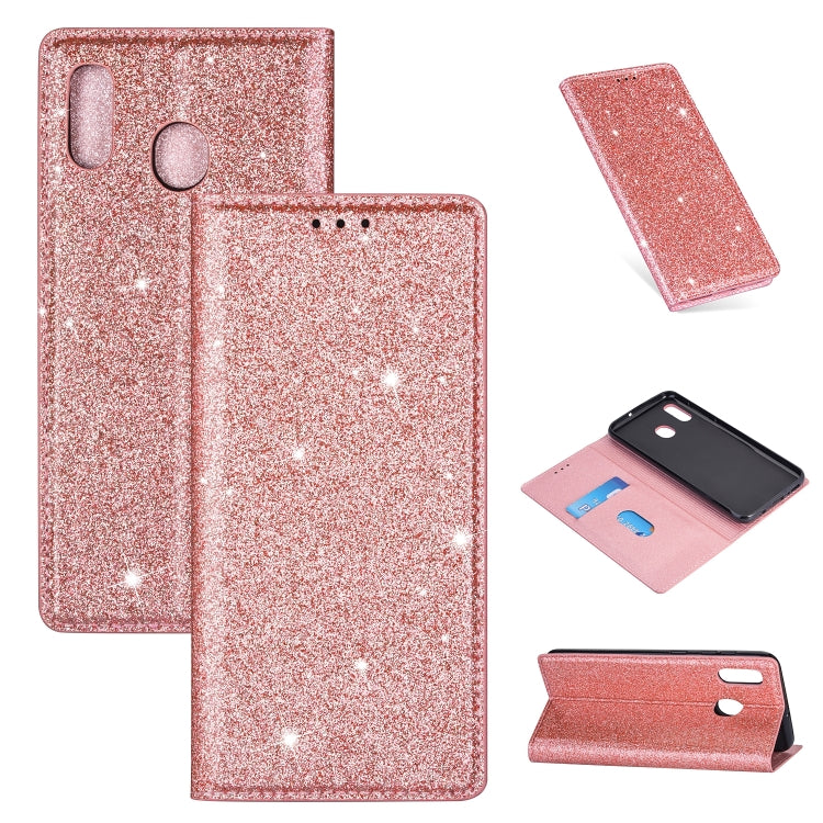 For Samsung Galaxy A20LF Ultrathin Glitter Magnetic Horizontal Flip Leather Case with Holder & Card Slots