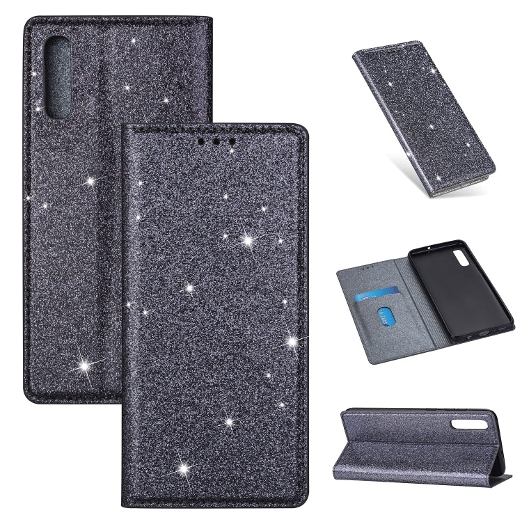 For Samsung Galaxy A70 Ultrathin Glitter Magnetic Horizontal Flip Leather Case with Holder & Card Slots