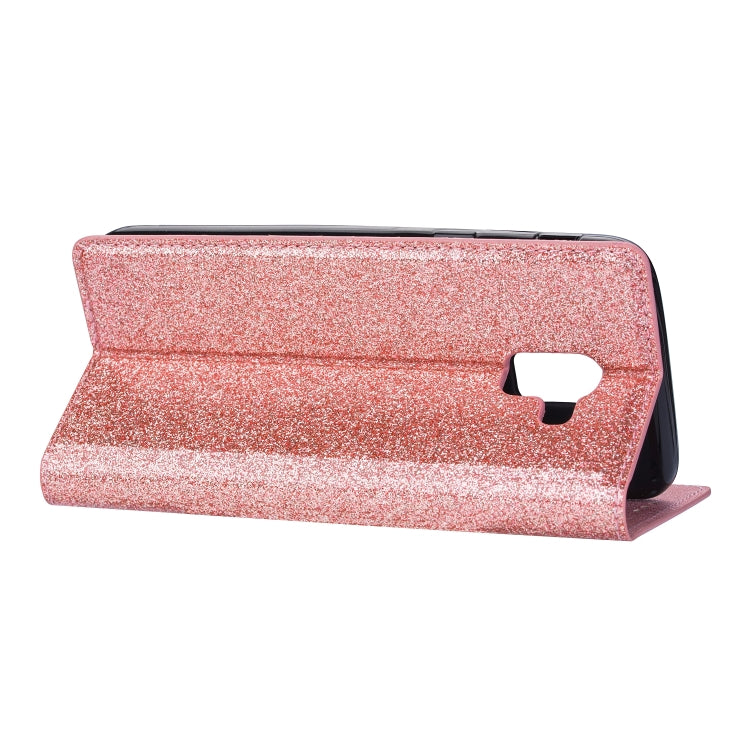 For Samsung Galaxy J6 (2018) Ultrathin Glitter Magnetic Horizontal Flip Leather Case with Holder & Card Slots
