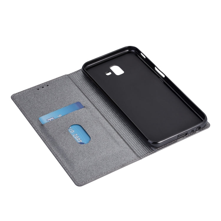 For Samsung Galaxy J6+ Ultrathin Glitter Magnetic Horizontal Flip Leather Case with Holder & Card Slots(Gray)